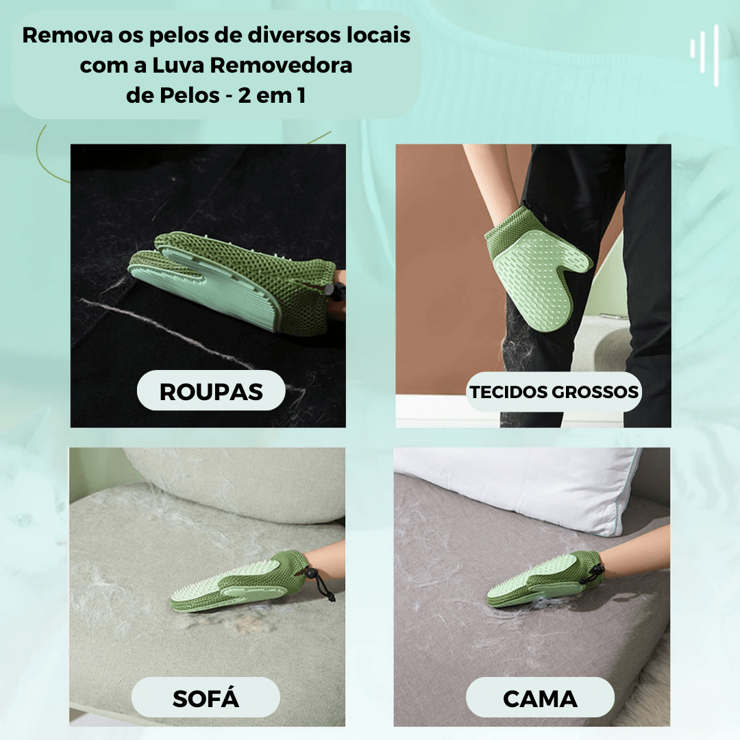 Luva Removedora de Pelos - 2 em 1 - Boompreçopet