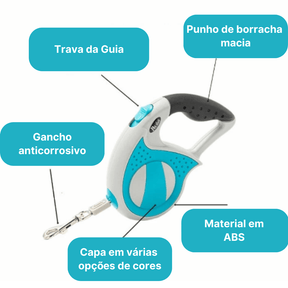 Guia Retrátil Para Cachorro | Punho Anatômico | 3M e 5M - Boompreçopet