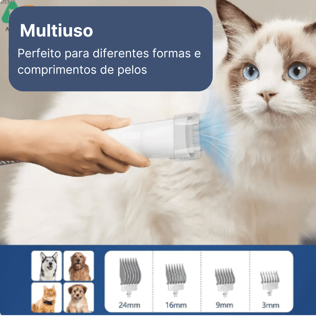 Máquina de Tosar Cão | Com Aspirador Portátil e a Vácuo | Capacidade de 2.3L - Boompreçopet